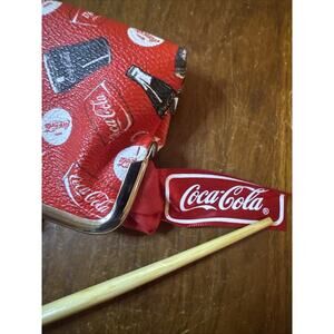 Coca-Cola Mini Coin Purse Kiss Lock Red Coke Logo Change Wallet Vintage Style.